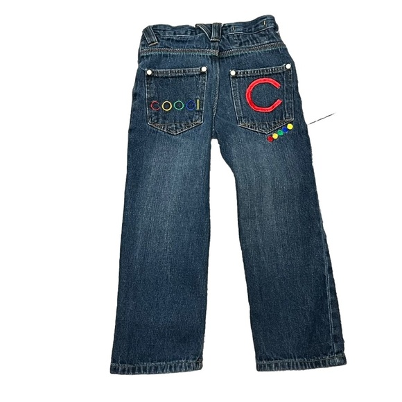COOGI Wide-Leg Denim Jeans Boys 5 Blue 5-Pocket Mid Rise Embroidered Retro Vtg - Picture 1 of 10